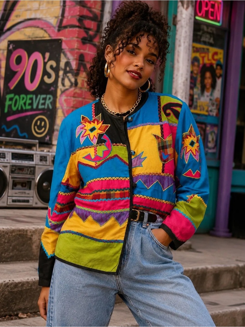 Vintage Draper & Damon’s Colorful Patchwork Jacket - Blue/Yellow/Magenta